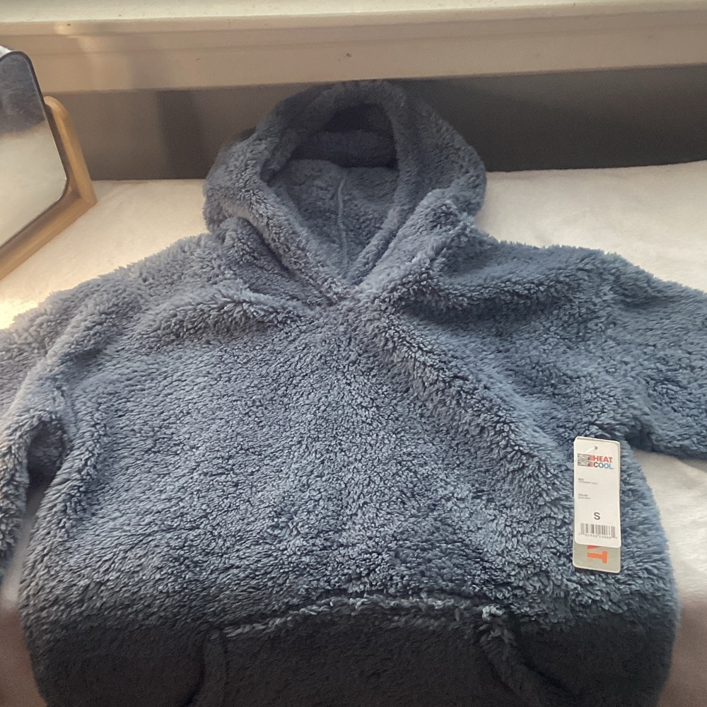 Cozy 32 Degrees Heat Cool Sherpa Hoodie - Small Blue Spot - NWT! Ultra-soft